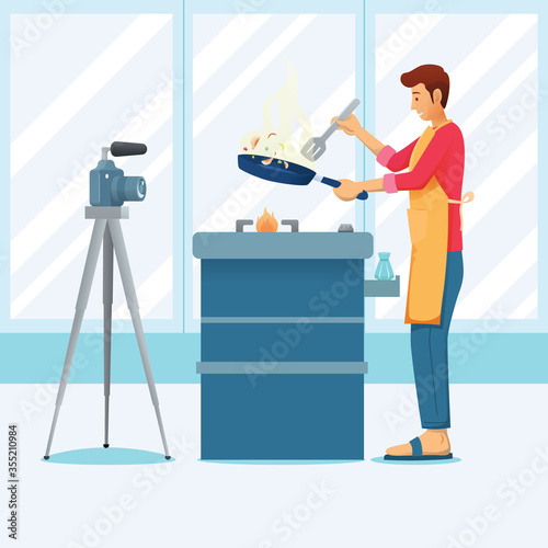 Male Chef Create Cooking Tutorial
