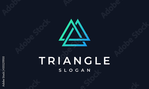 Triangle Logo Design Template, Letter A Logo or Mountain, Linked Triangle, Triple Loop Vector Symbol, Infinity Triangle