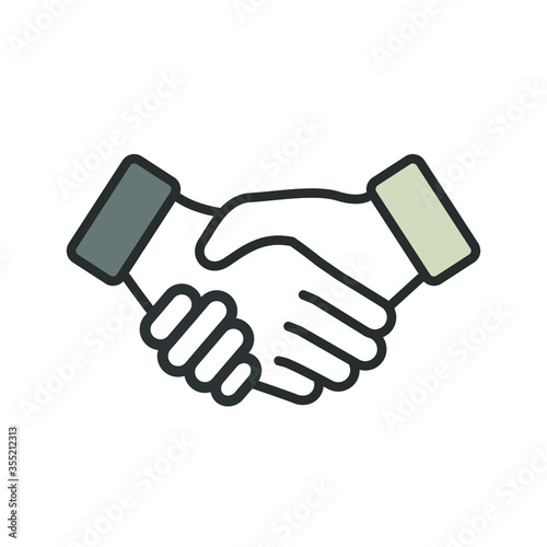 Business handshake / contract agreement line art vector icon for apps and websites