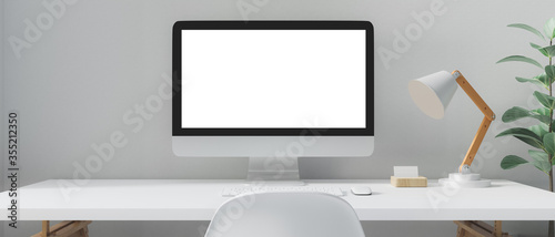 Workspace with mockup blank screen computer