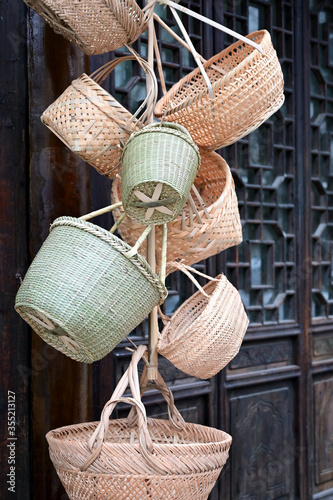 Chinese folk handmade bamboo basket