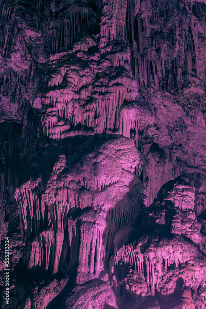 Stalagmite and stalactites, Inside the Melidoni cave. Crete. Greece