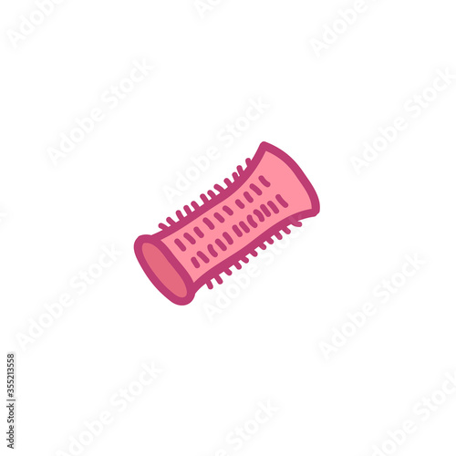 hair curlers doodle icon, vector illustration
