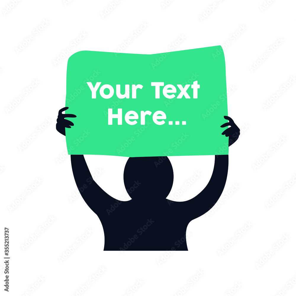 man holding a sign with example text simple flat vector illustration for your design man holding a sign with example text simple flat vector illustration for your design