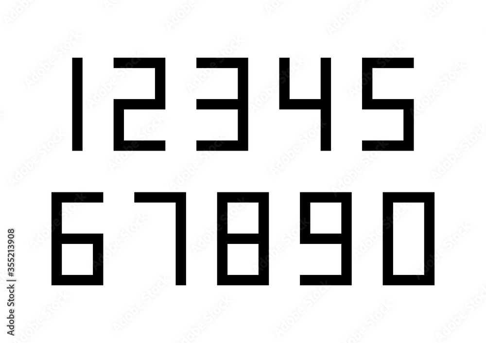 Set of numbers with black typography design elements