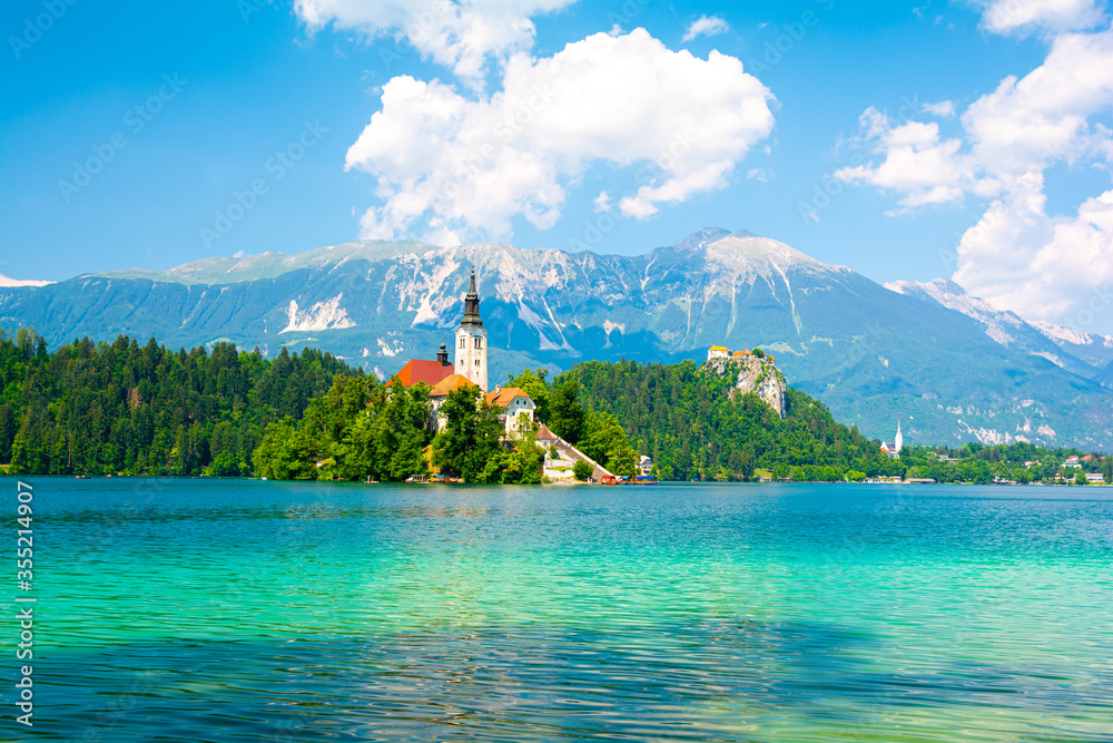 view on Lake Bled in Slovenia