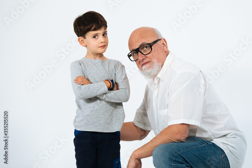 Father and son studio shoot white background