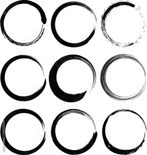 Set of black grunge brush strokes on a white background. Geometric art. Vector illustration. Design element for frames, logo, sign, symbol, prints, web, template and textile pattern