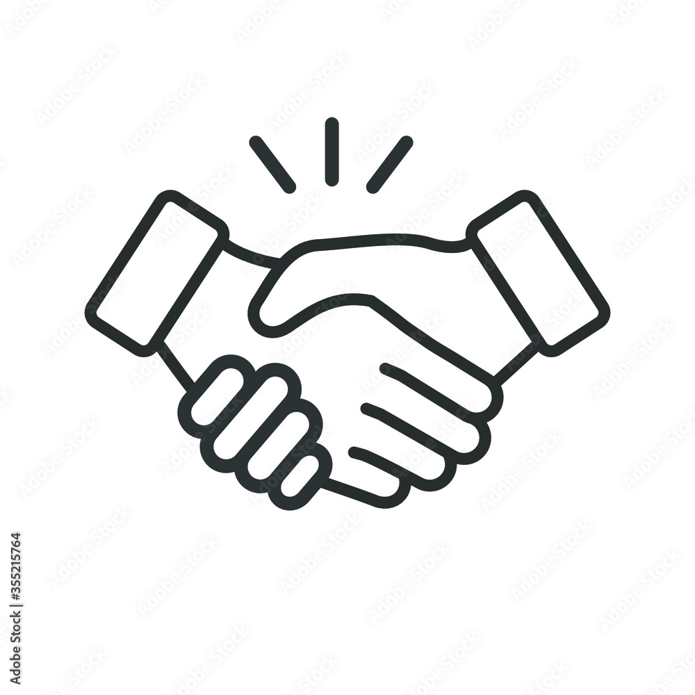 Business handshake / contract agreement line art vector icon for apps and websites