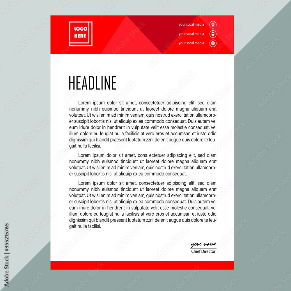 Simple Vector Letter Head Template with standard sizes design. Simple Vector Letter Head Template with standard sizes design.
