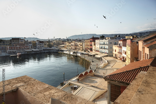Swallows over the old town of Chania 