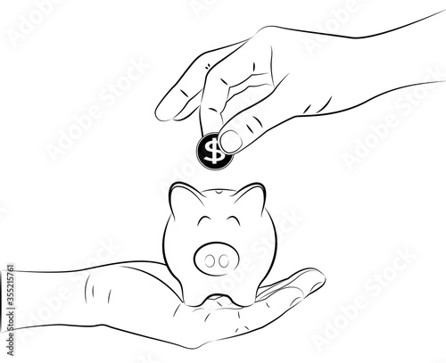 Hand holding and input a coin
