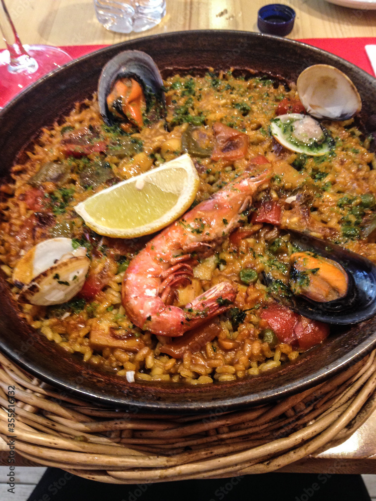 paella with shrimp and seafood paella with shrimp and seafood