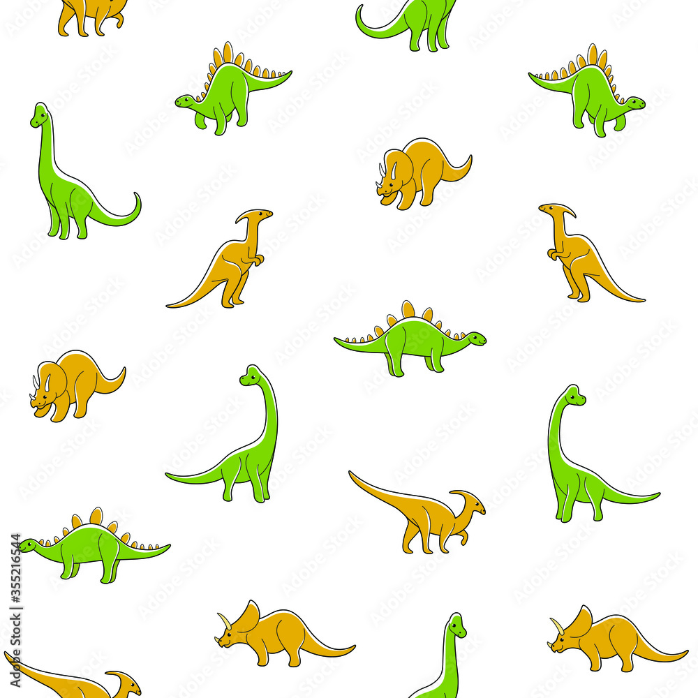 Obraz premium Simple seamless trendy pattern with style cartoon dinosaur. Cartoon vector illustration.