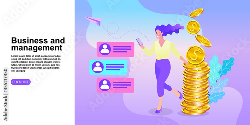 Internet banking and earning concept. Successful investor or entrepreneur. Financial consulting, investment and savings. Modern vector illustration.
