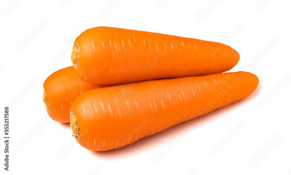 Fresh carrots isolated on white background. Close up of carrots. Fresh carrots isolated on white background. Close up of carrots.