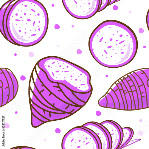 Seamless pattern taro on white background. Vector illustration.