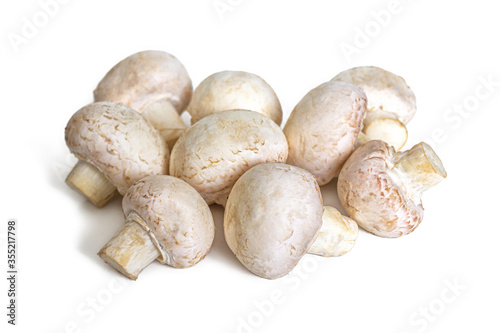 Bunch of white mushrooms isolated on a white background