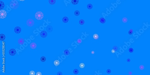 Light Pink, Blue vector natural backdrop with flowers.