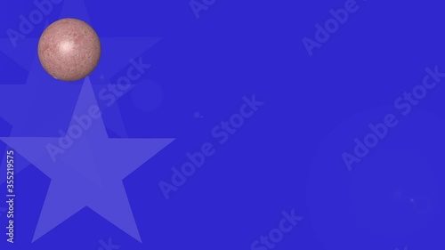 Blue background with a bowling ball and animated stars