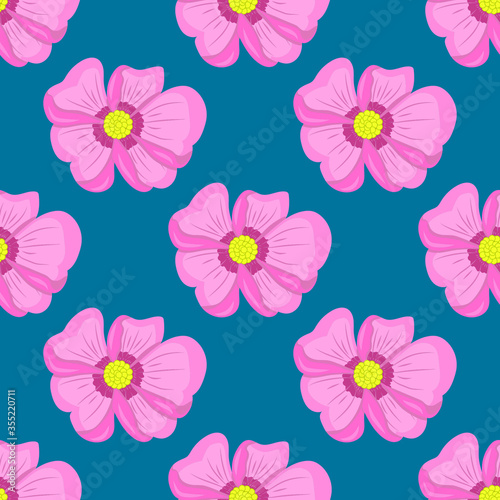 seamless pattern with pink flowers © 7wwolf7
