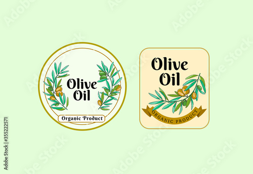 Olive oil small label with branch and berries