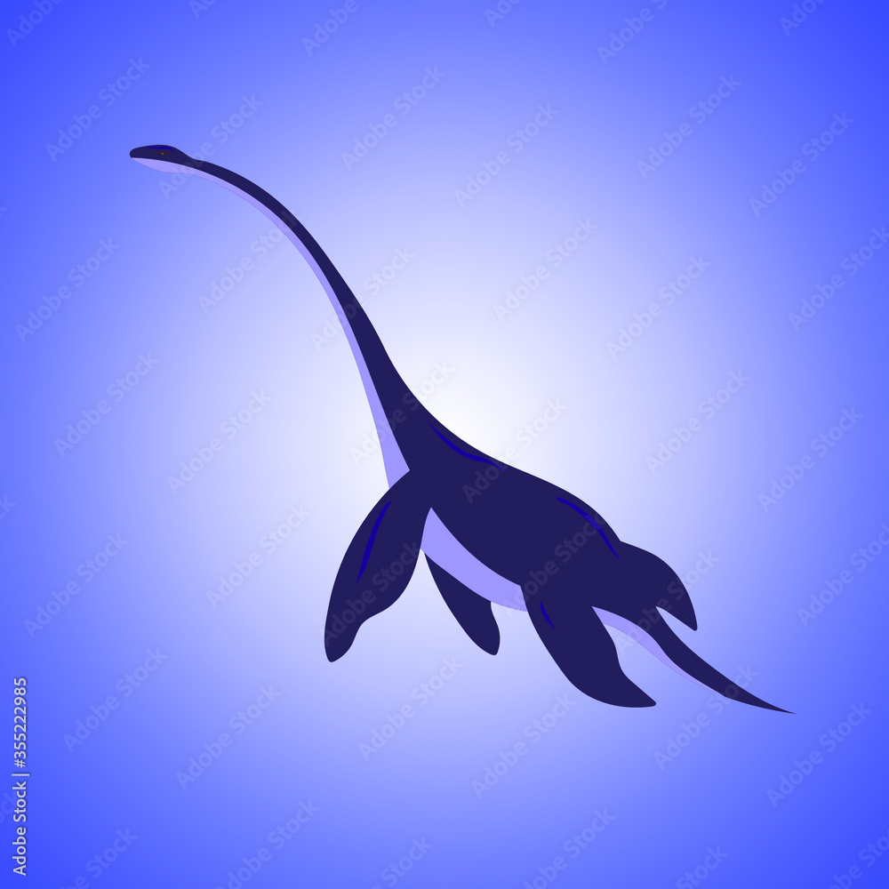 Obraz premium Plesiosaurus, aquatic dinosaur, drawing, vector illustration