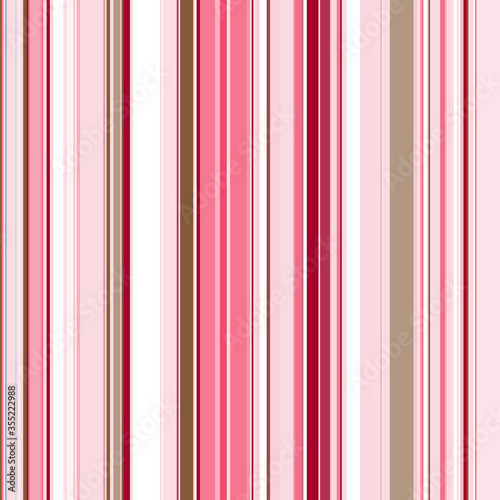 A seamless pattern of vertical stripes of pink and carmine color alternating with white and brown. Bright striped print. . Fashionable and glamorous decoration of any of your bold advertising projects