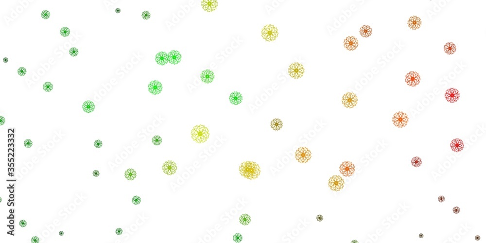 Light Green, Yellow vector doodle template with flowers. Light Green, Yellow vector doodle template with flowers.