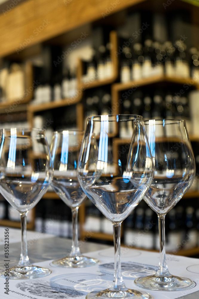 Glasses for the wine ready for a tasting