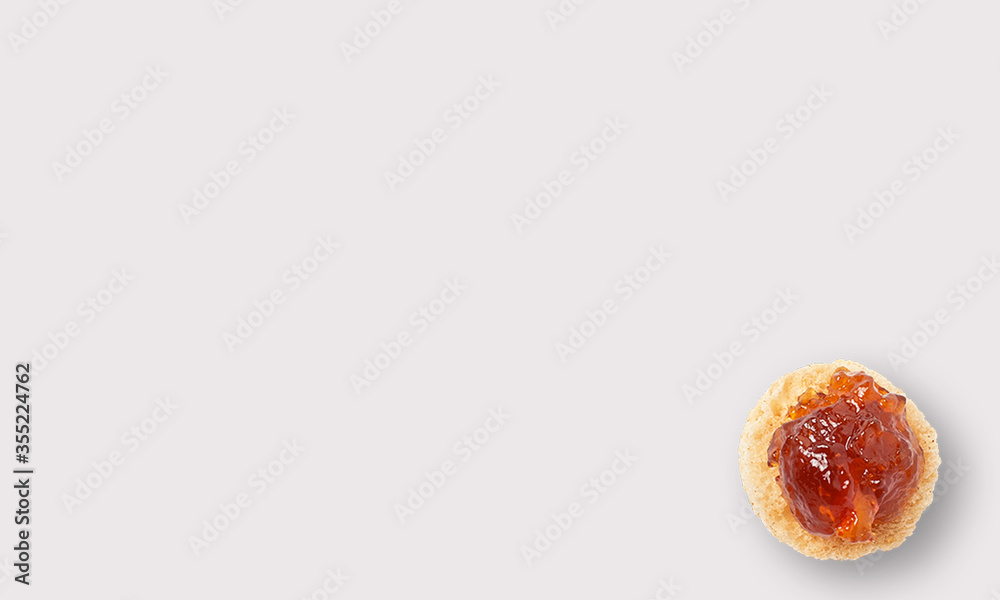 Bread with jam on a white background Bread with jam on a white background