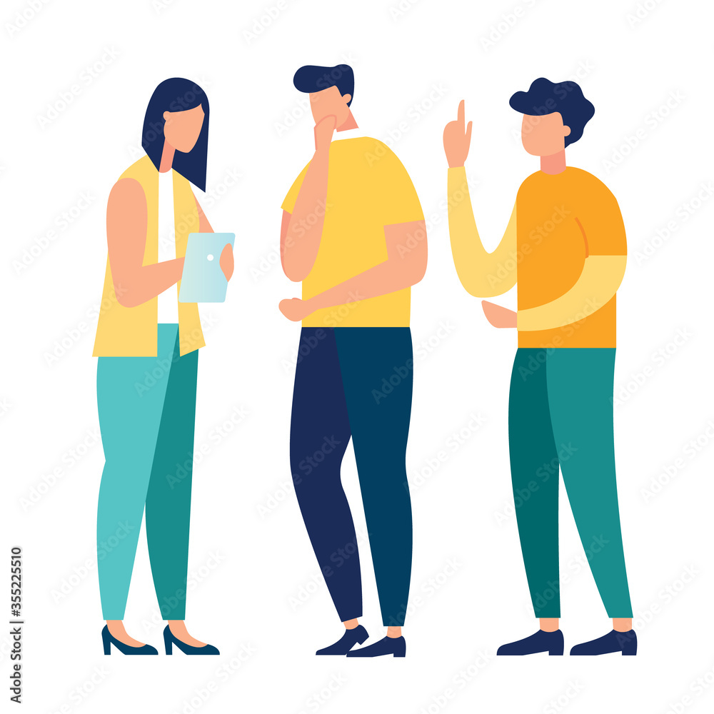 Vector illustration, flat style, news, company people support dialogue, communicate 