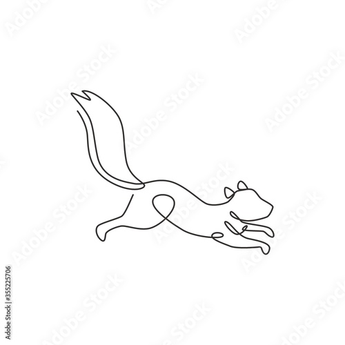 Single continuous line drawing of luxury squirrel for corporation logo identity. Company icon concept from chipmunk animal shape. Modern one line draw vector design graphic illustration
