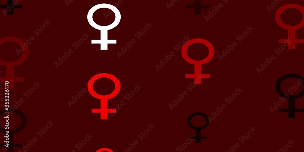Light Red, Yellow vector backdrop with woman's power symbols. Light Red, Yellow vector backdrop with woman's power symbols.