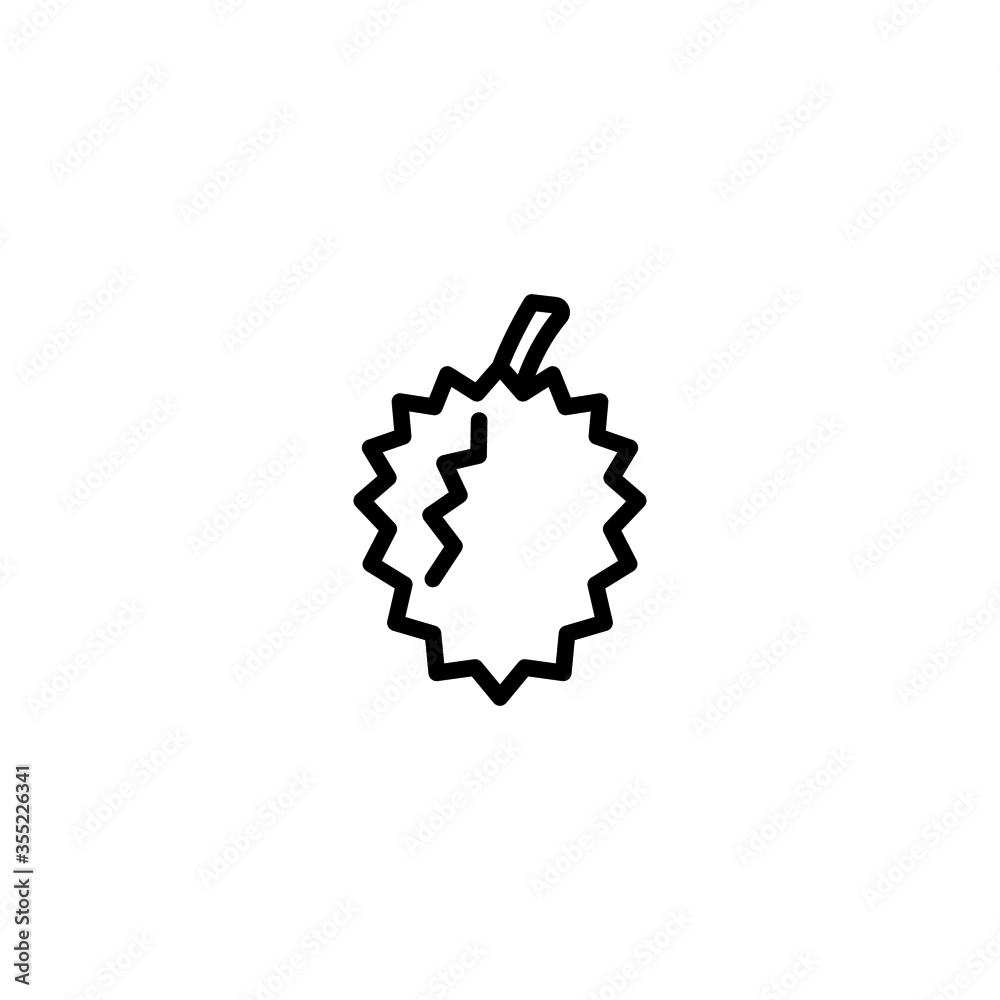Durian vector icon in linear, outline icon isolated on white background Durian vector icon in linear, outline icon isolated on white background