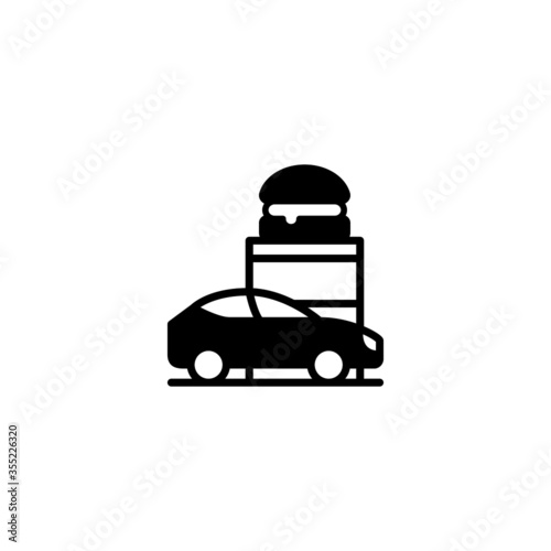 Drive through vector icon in black solid flat design icon isolated on white background