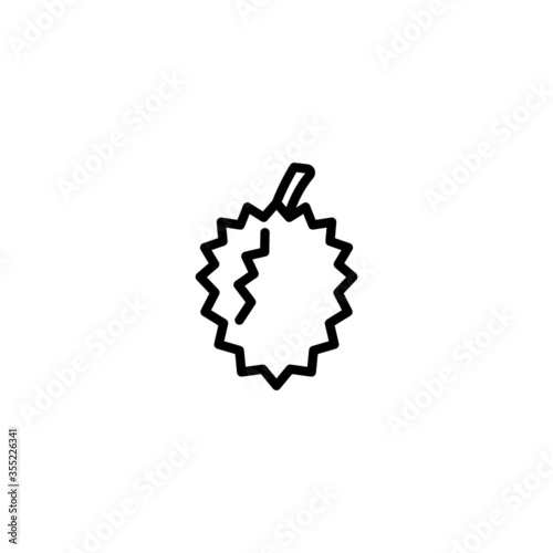 Durian vector icon in linear, outline icon isolated on white background