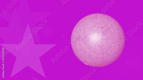 Pink background with a bowling ball and animated stars