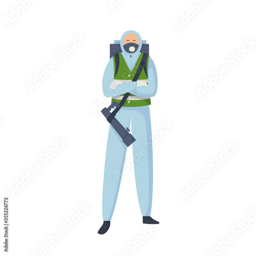 Doctors without mask and in mask. Medical workers on a white. Hospital staff. Disinfector. Vector illustration in a flat style. Trendy people.