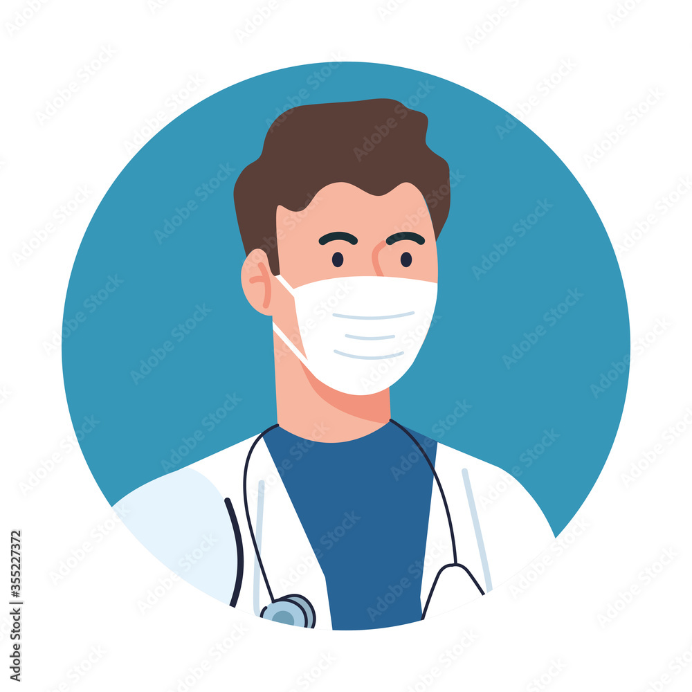 male doctor with mask vector design male doctor with mask vector design