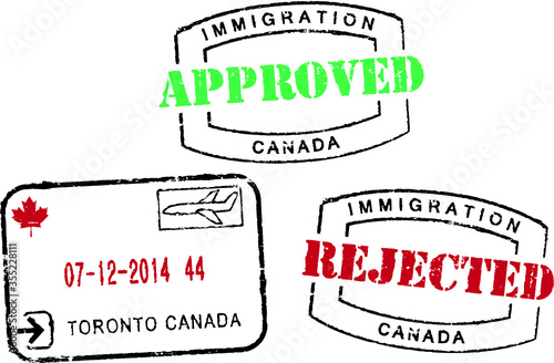 Set of passport vector stamps ''Immigration-Canada''