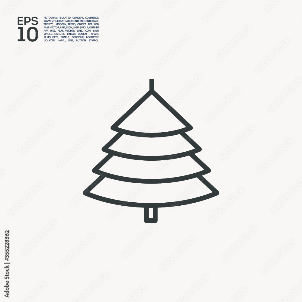 Fototapeta premium fir christmas tree line vector icon