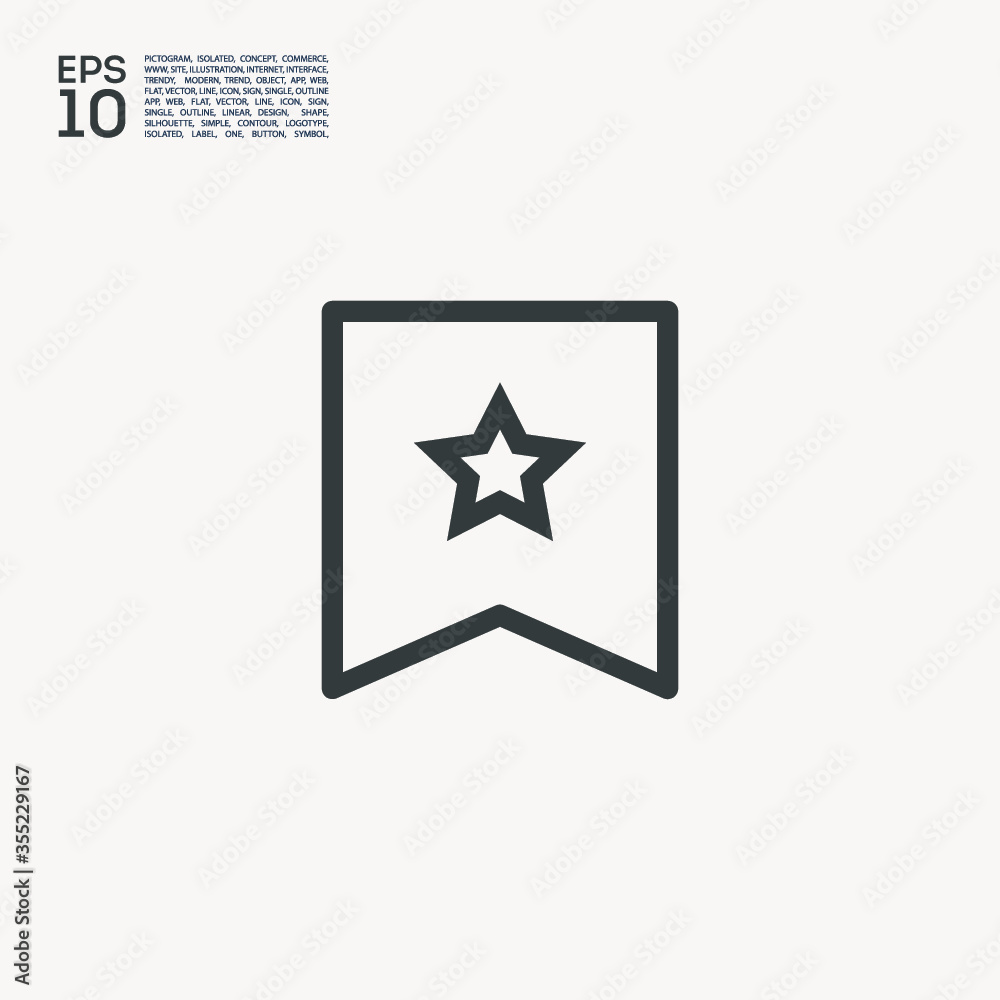 Bookmarks line vector icon. Badge guidebook with star Bookmarks line vector icon. Badge guidebook with star