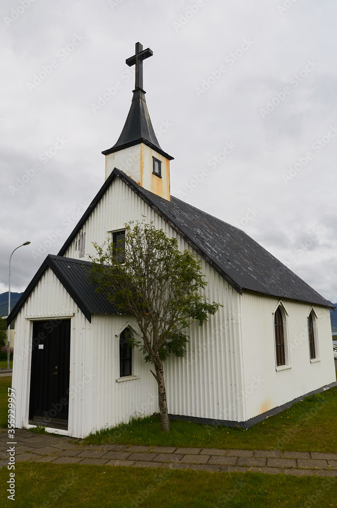 Church located in a small village in Iceland
