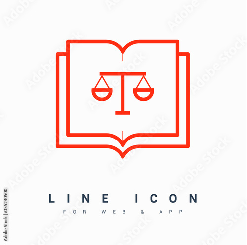 constitution book balance line vector icon
