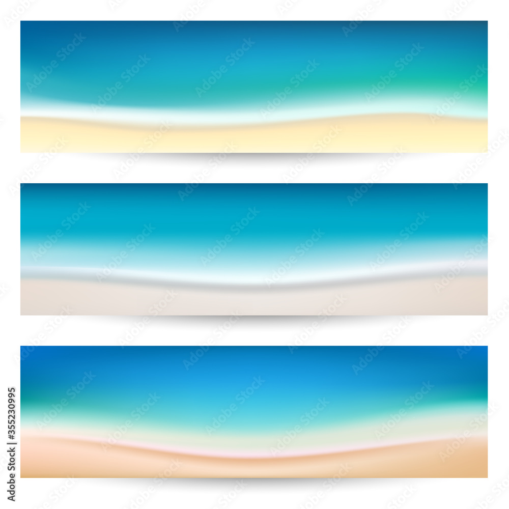Obraz premium Summer holidays banners with coastline waves 