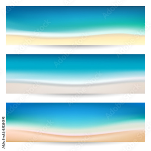 Summer holidays banners with coastline waves 