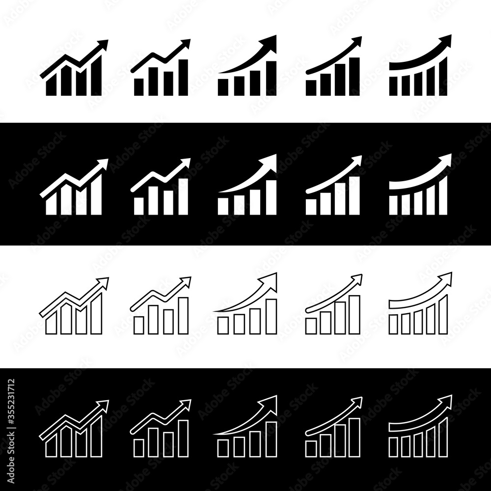 Growing graph set. vector Chart increase set. growth icon set