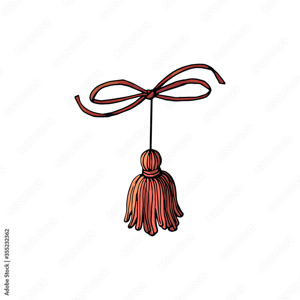 Pink tassel with bow knot design element. Vector Stock Vector | Adobe Stock
