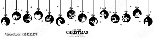 collection of hanging baubles with christmas icons